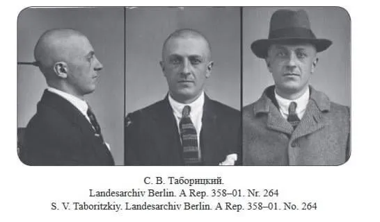 Sergueï Taboritski sur les clichés de la police berlinoise (Landesarchiv Berlin). La justice de Weimar donna quatorze ans à l'assassin de Nabokov ; le Reich lui donna le fichier de tous les Russes de Berlin. (Wikimedia Commons, domaine public.)