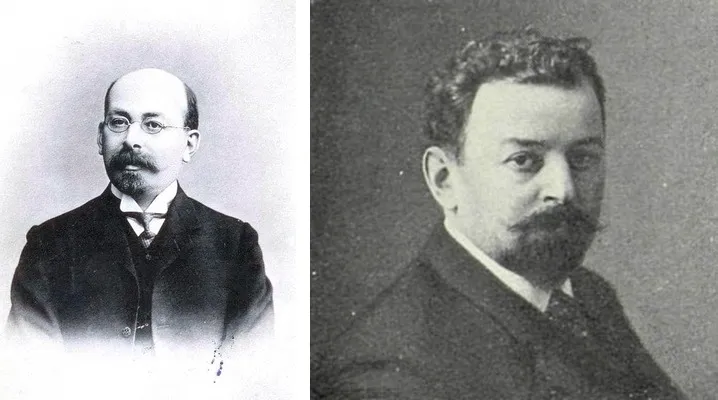 Les cofondateurs du Roul, Iossif Hessen (à gauche) et August Kaminka. Hessen mourut réfugié à New York en 1943 ; la trace de Kaminka se perd dans le ghetto de Riga à l&rsquo;automne 1941. (Wikimedia Commons, domaine public.)